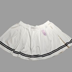 Wild Fable White Pleated Mini Skirt with Black Stripes